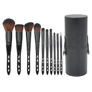 10 Pieces of Porous Makeup Brush Set, Black Barreled Eye Makeup Tools