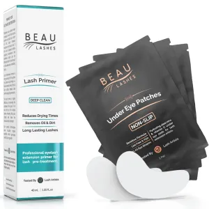 100 Pairs Under Eye Pads   Primer for Eyelash Extensions | Lint Free Hydrogel Eye Patches with Vitamin C & Moisturizing Aloe Vera | Primer Cleanses Lashes and Removes Makeup Residue & Mascara Oil