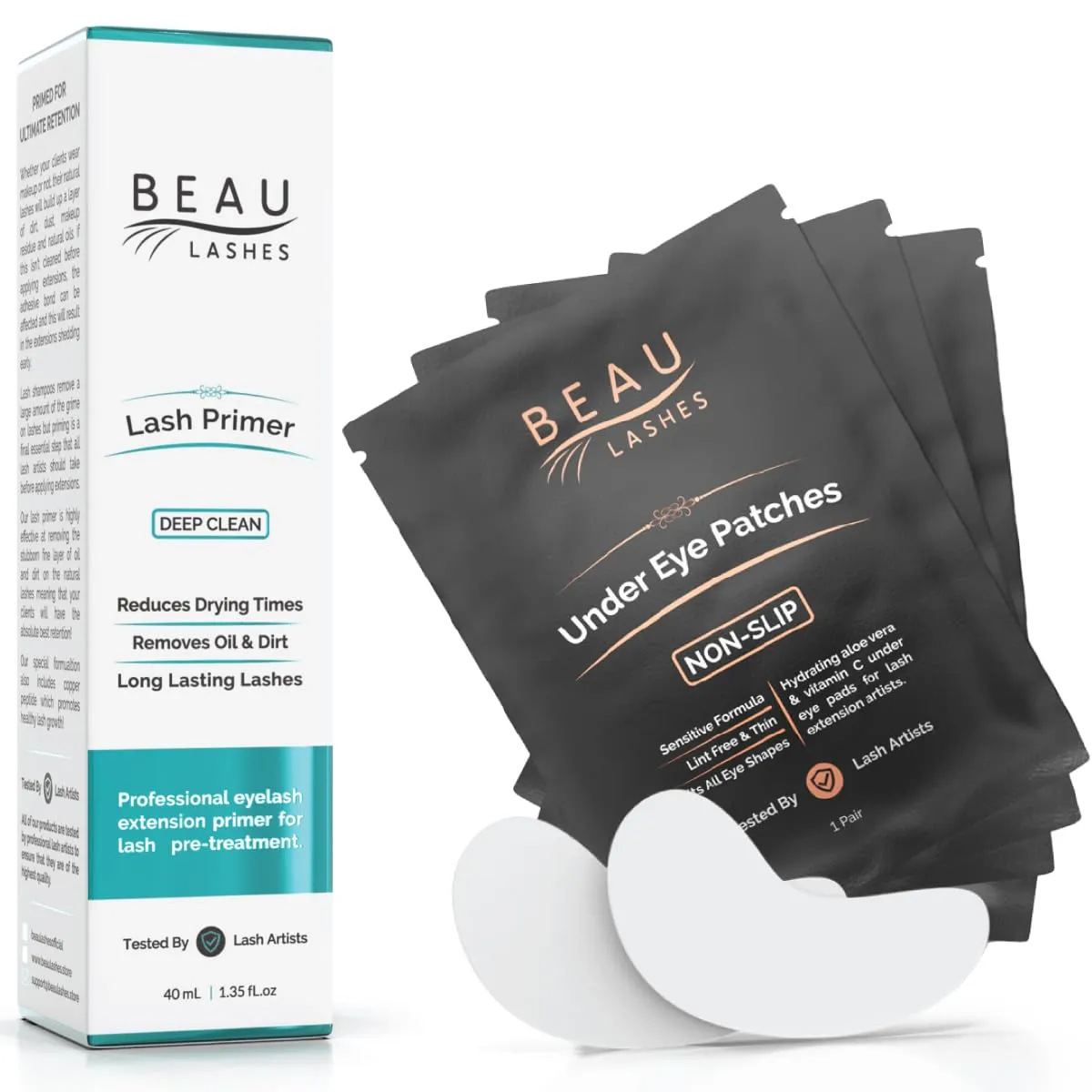 100 Pairs Under Eye Pads   Primer for Eyelash Extensions | Lint Free Hydrogel Eye Patches with Vitamin C & Moisturizing Aloe Vera | Primer Cleanses Lashes and Removes Makeup Residue & Mascara Oil