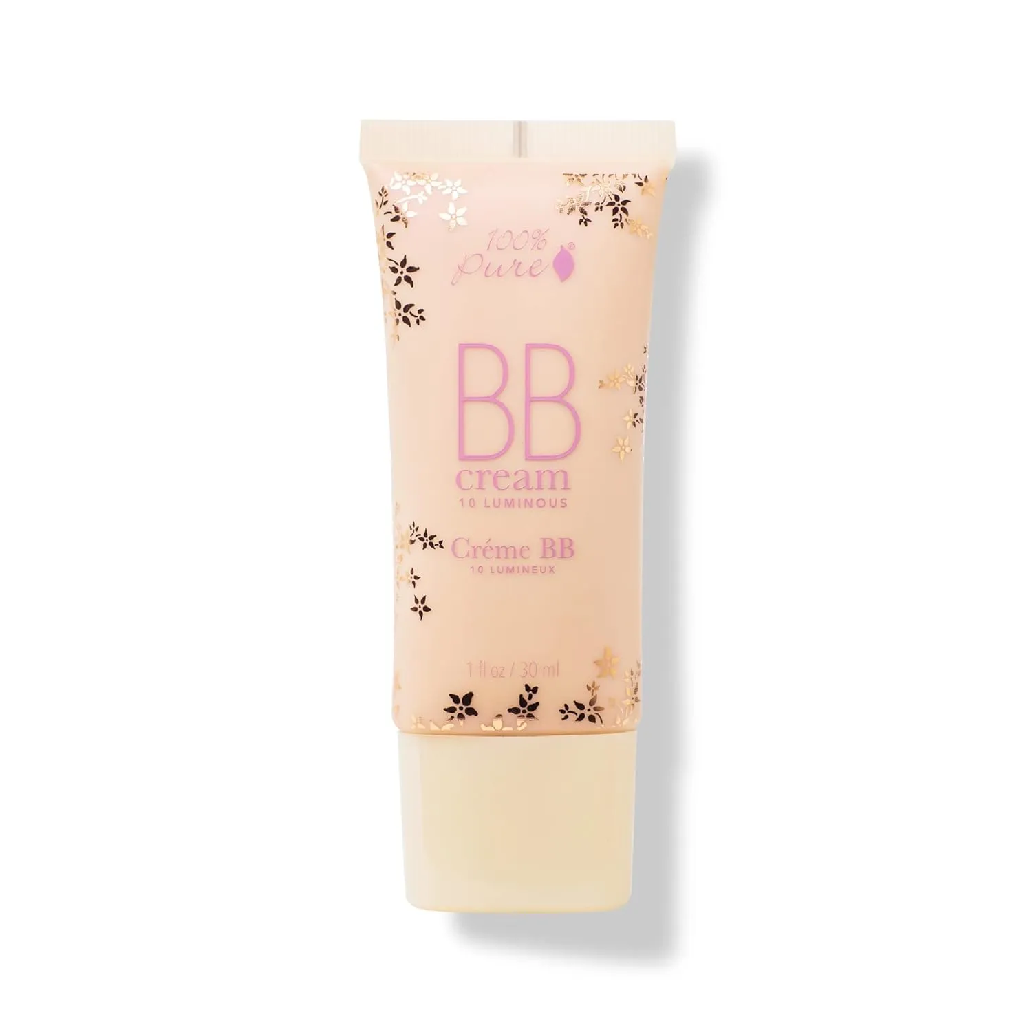 100% PURE BB Cream Shade 10 Luminous Full Face Coverage Skin Care & Glow - All-In-One Primer Concealer & Foundation Makeup - Shimmery, Dewy Youth Light Color w/Warm Undertone - Vegan - 1 Fl Oz
