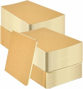 100 Pack Notebooks Bulk, Journaling Kraft Notebooks 5.5 x 8.3 A5 Softcover Notebook for Travelers Students Office Writing Sketch Travel Journal Notepad with 72 Pages 36 Sheets(Brown-Lined)