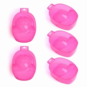 10 Colors Acrylic Nail Art Soaking Bowl Acetone Soak Off Bowl Nail Art Polish Remove Wash Soaker Tray Dip Powder Removal Kit Manicure Spa Tool (5pcs Translucent Rose)