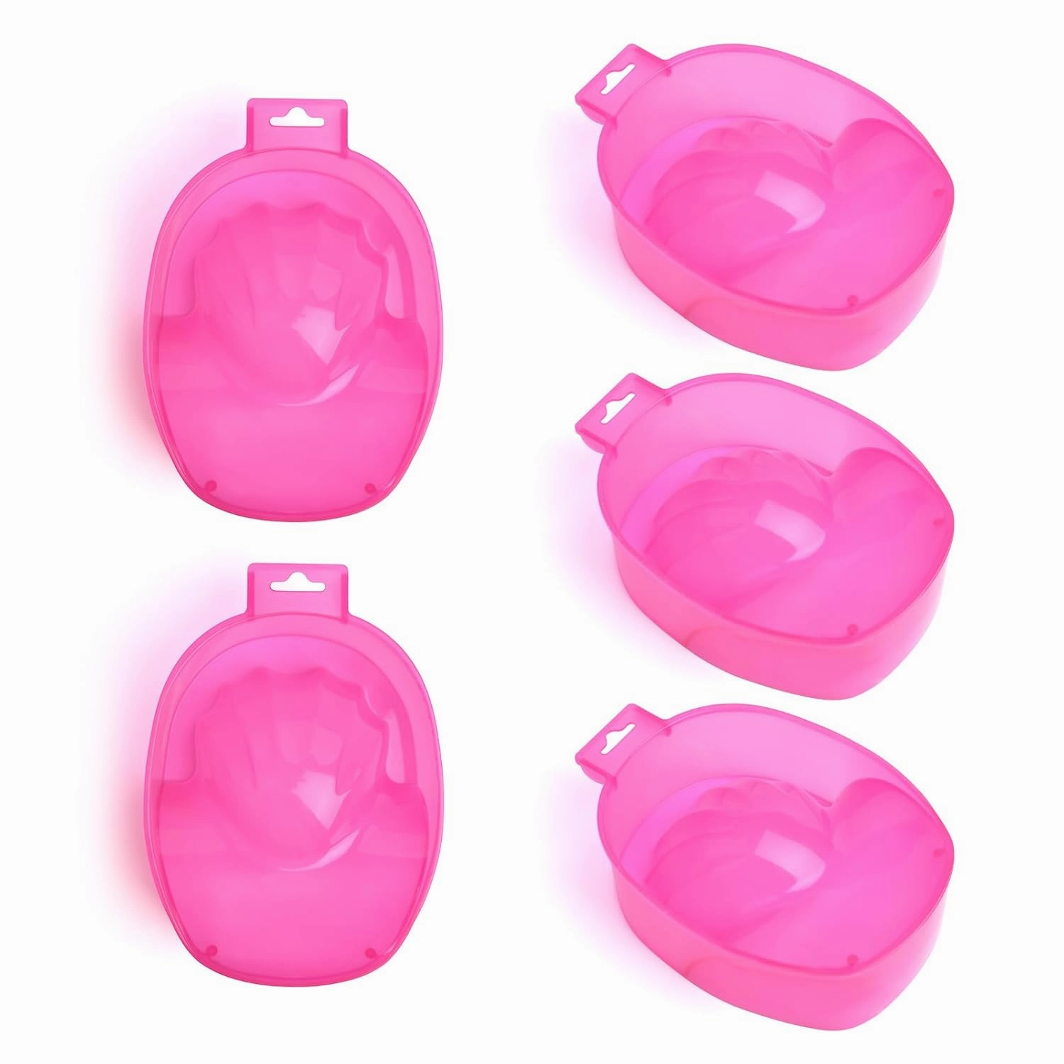 10 Colors Acrylic Nail Art Soaking Bowl Acetone Soak Off Bowl Nail Art Polish Remove Wash Soaker Tray Dip Powder Removal Kit Manicure Spa Tool (5pcs Translucent Rose)