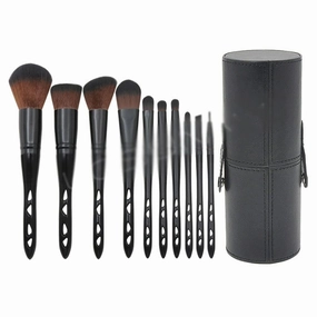 10 Pieces Of Porous Makeup Brush Set, Black Barreled Eye Makeup Tools
