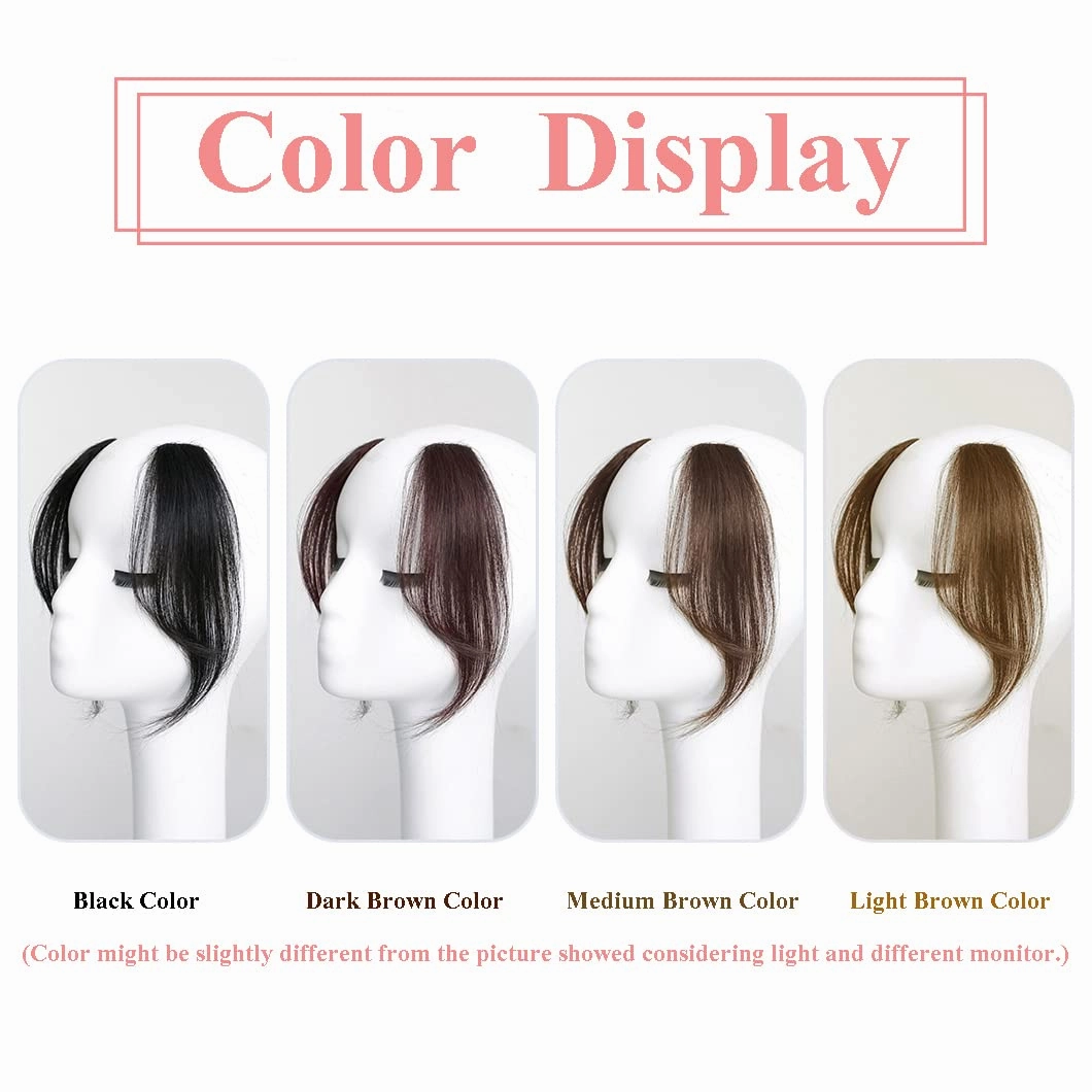 10Inch 2pcs Layeder Remy Hair Long Bangs Side Bangs False Bangs Clip-In Bangs Human Hair Extension Middle Part Fringe Hair Pieces Fake Fringe Invisible Bangs for Women Dark Brown