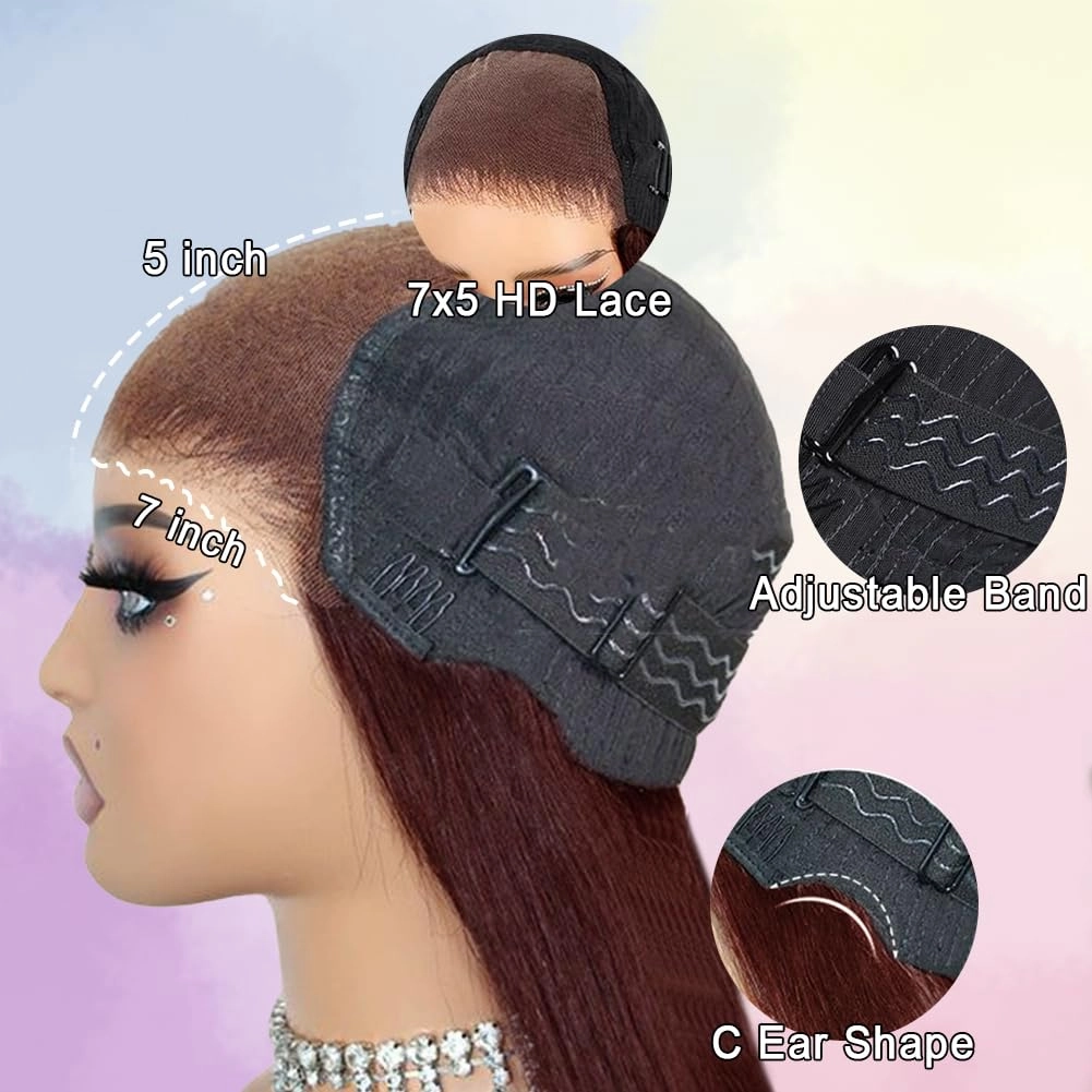 10Inch Wear and Go Glueless Reddish Brown Bob Wig Human Hair 7x5 Closure Wigs Human Hair Pre Plucked Pre Cut 200% Density Short Bob Wigs for Black Women Glueless Bob Wig