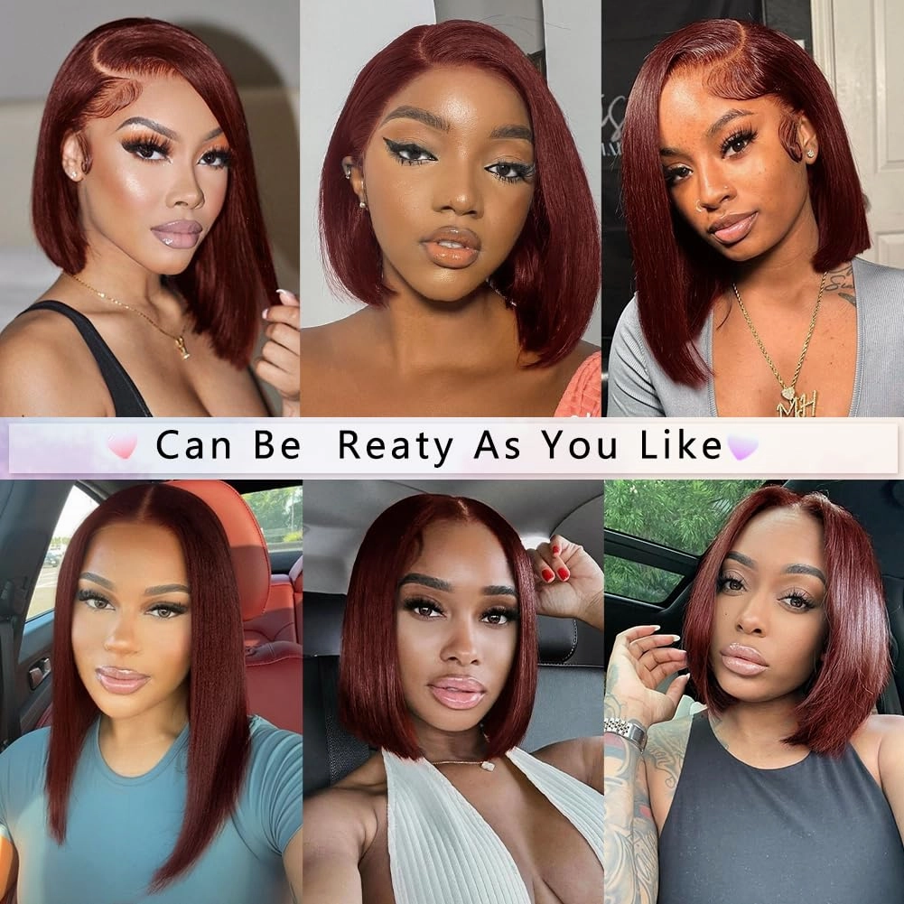 10Inch Wear and Go Glueless Reddish Brown Bob Wig Human Hair 7x5 Closure Wigs Human Hair Pre Plucked Pre Cut 200% Density Short Bob Wigs for Black Women Glueless Bob Wig