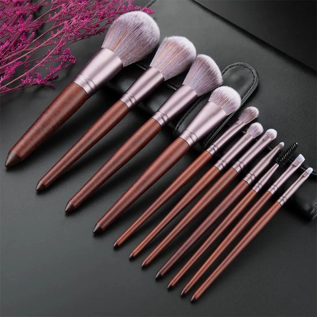 11pcs Makeup Brushes Set Walnut Handle Powder Blusher Lip Eyeliner Eyeshadow Microcrystalline Silk Brush Beauty Tools Kit