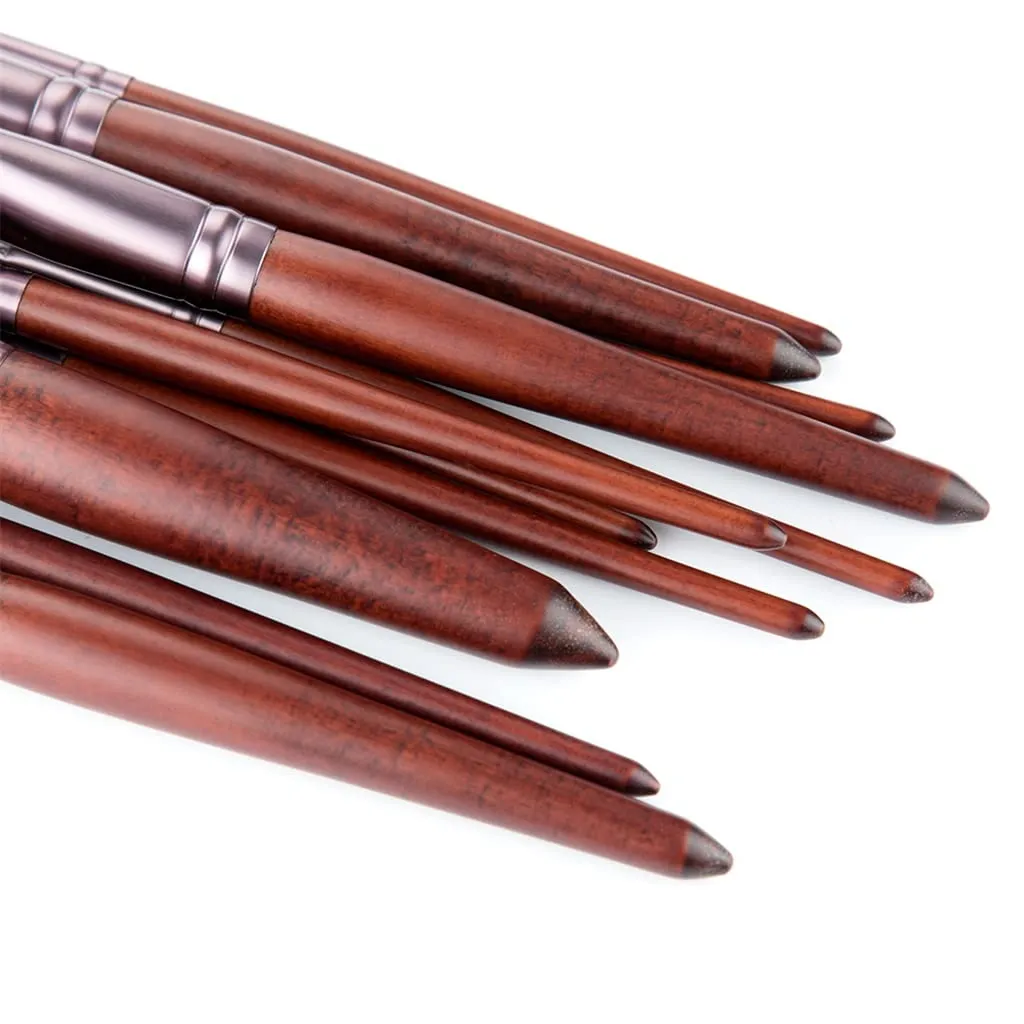11pcs Makeup Brushes Set Walnut Handle Powder Blusher Lip Eyeliner Eyeshadow Microcrystalline Silk Brush Beauty Tools Kit