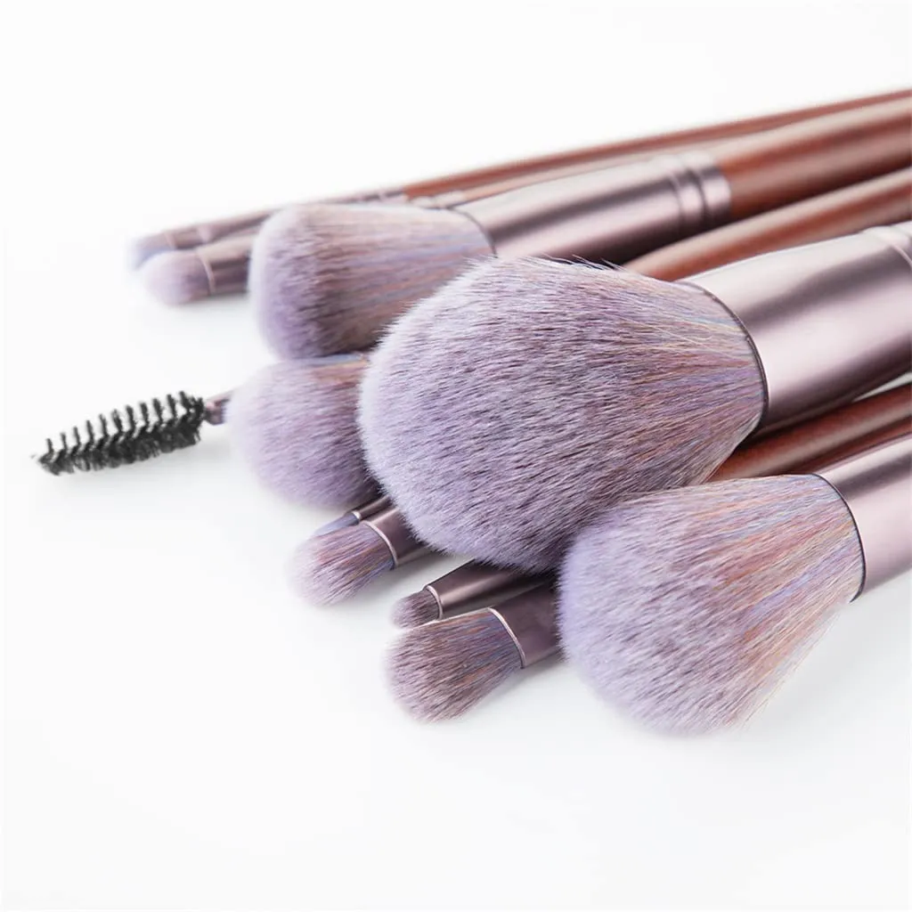 11pcs Makeup Brushes Set Walnut Handle Powder Blusher Lip Eyeliner Eyeshadow Microcrystalline Silk Brush Beauty Tools Kit
