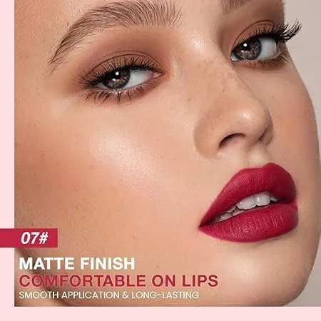 12 Colors Retractable Lip Liner Kit for Define & Sculpting Lips Shades, Long Lasting Waterproof High Pigment Matte Finish Creamy Texture Lip Liner Pencil Set for Women (07 Ruby Red)