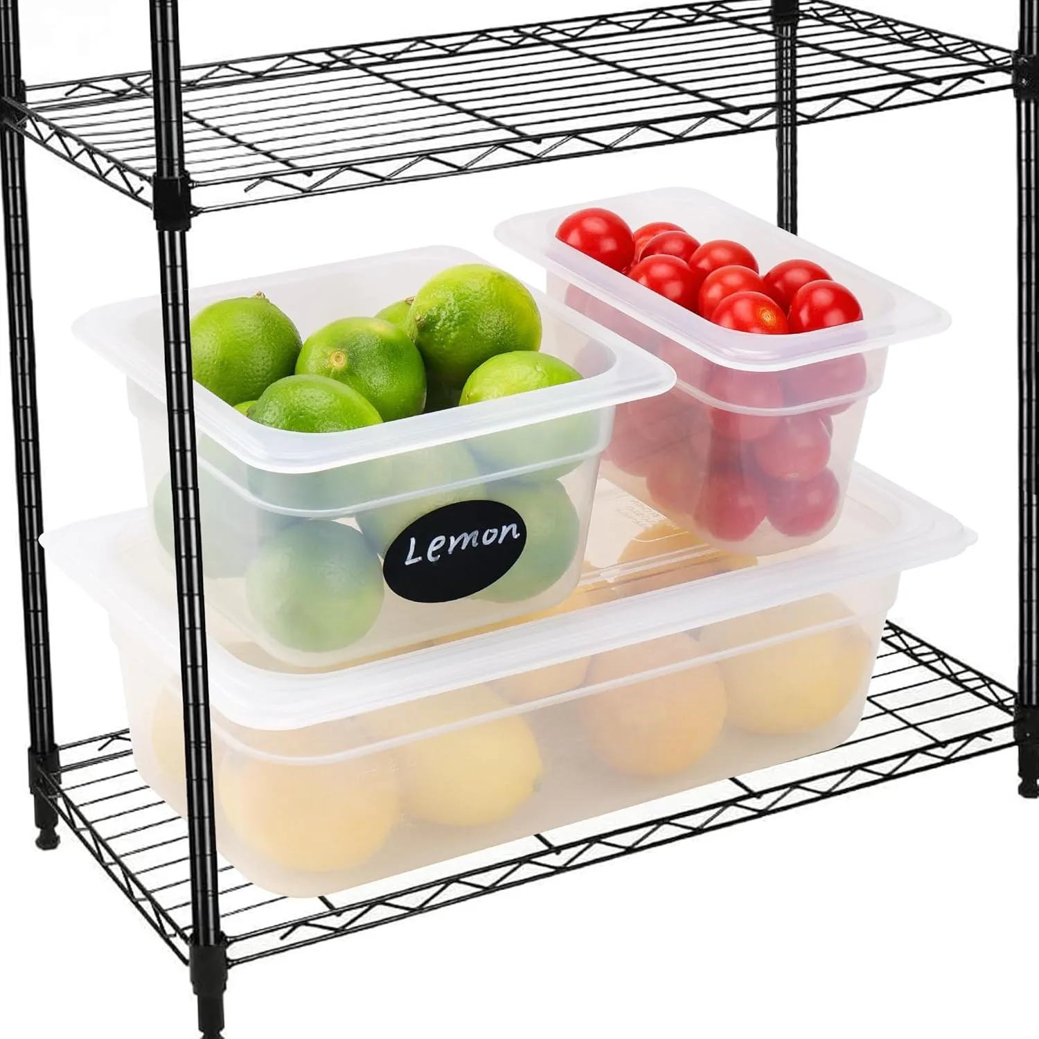 12 Pack Plastic Food Pans with Lids, 1/9 Size 4'' Deep, Translucent, Commercial, BPA-free, Stackable Storage for Restaurants, Buffets