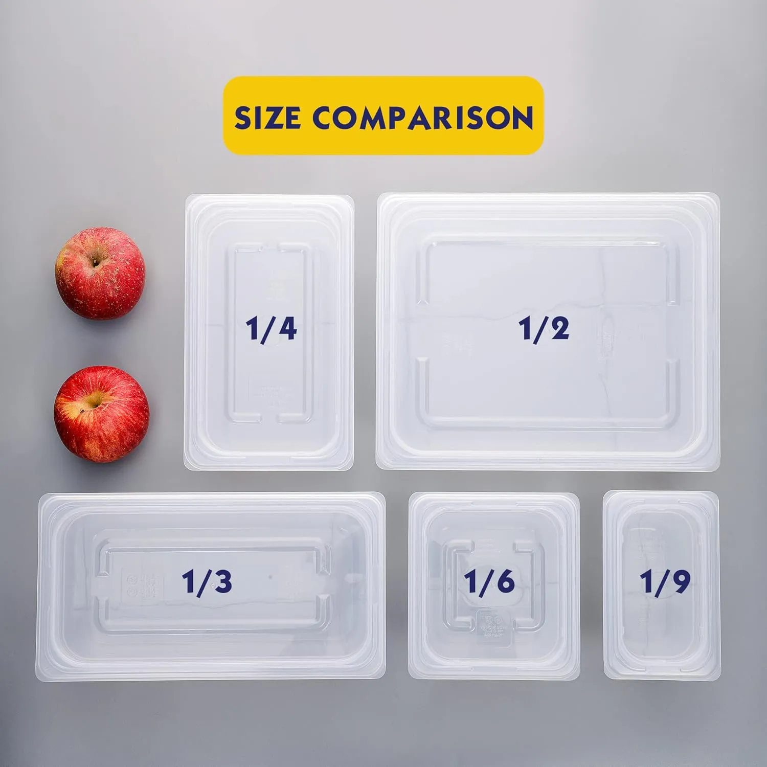 12 Pack Plastic Food Pans with Lids, 1/9 Size 4'' Deep, Translucent, Commercial, BPA-free, Stackable Storage for Restaurants, Buffets