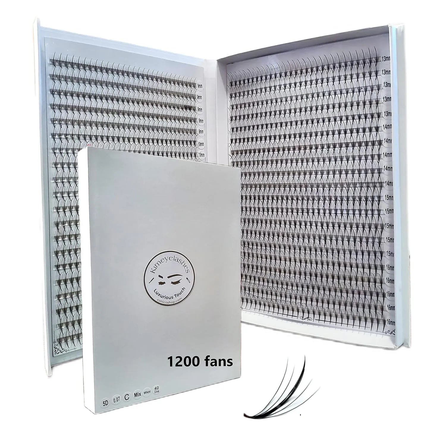 1200 Wispy Premade fans 5D 0.07 Mixed Lengths 9-16mm 1000 fans 7D 0.05 Volume loose Lashes C D Curl Handmade Fan eyelash extensions Kimeyelashes promade fan (Curl C, 5D - 0.07 - Wispy 1200f)