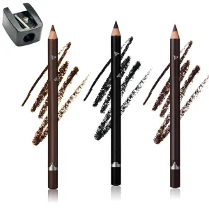 1/2/3 Pack Systemous 24 Hr Waterproof Eyeliner Double Sharpenable Eye Pencil, 2 In 1 Eyeliner and Eyebrow Pencil, Not Easy to Smudge, Smooth and Easy To Color (01#  02#  03#)