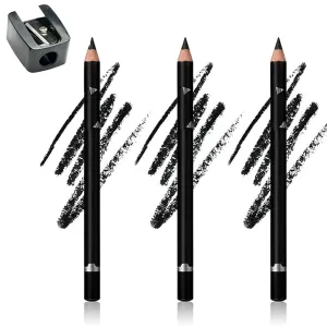 1/2/3 Pack Systemous 24 Hr Waterproof Eyeliner Double Sharpenable Eye Pencil, 2 In 1 Eyeliner and Eyebrow Pencil, Not Easy to Smudge, Smooth and Easy To Color (01# *3)