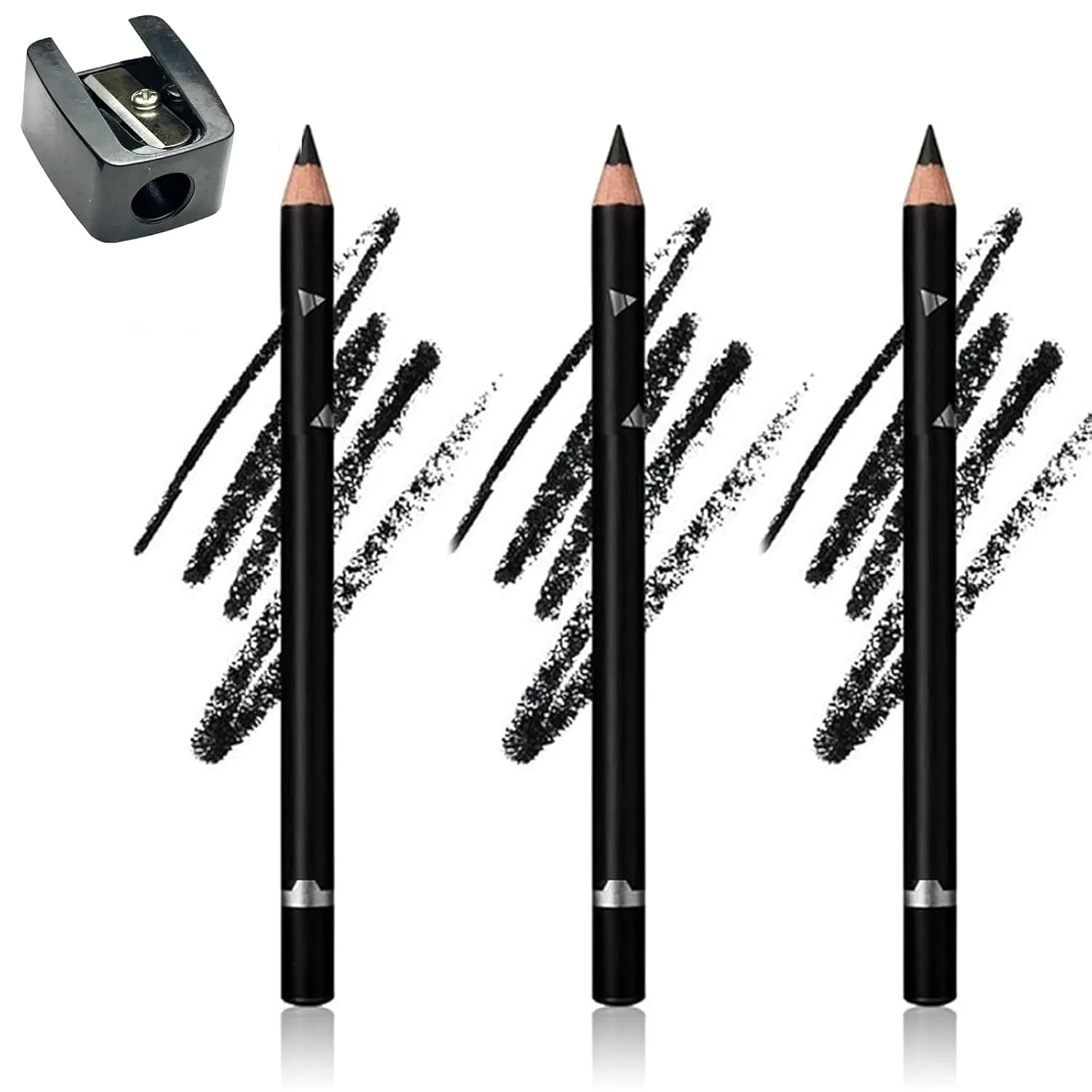 1/2/3 Pack Systemous 24 Hr Waterproof Eyeliner Double Sharpenable Eye Pencil, 2 In 1 Eyeliner and Eyebrow Pencil, Not Easy to Smudge, Smooth and Easy To Color (01# *3)