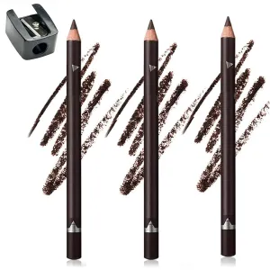 1/2/3 Pack Systemous 24 Hr Waterproof Eyeliner Double Sharpenable Eye Pencil, 2 In 1 Eyeliner and Eyebrow Pencil, Not Easy to Smudge, Smooth and Easy To Color (02#*3)
