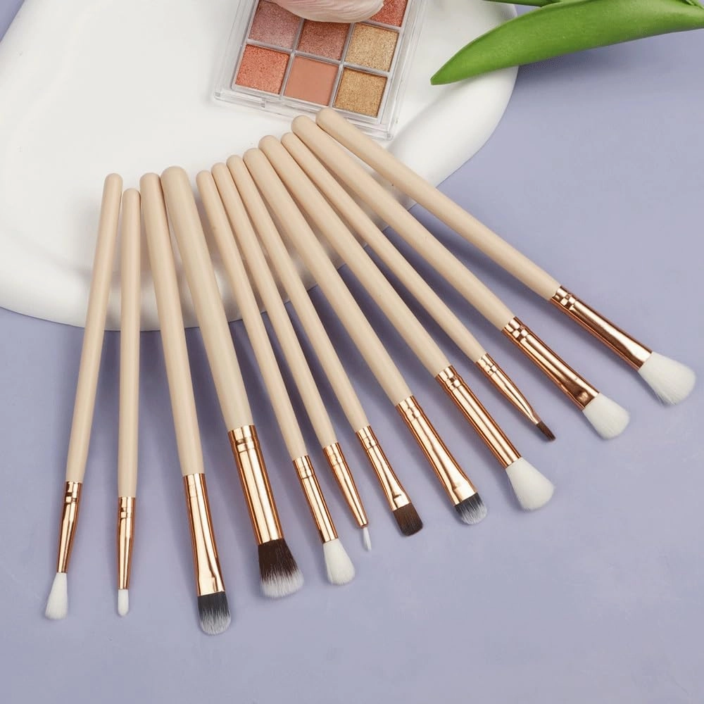 12 pcs Brushes Eye, Lip, Eyebrow, Rose Gold Eye Makeup Brushes Multi functional Full Set Makeup Brushes(E)