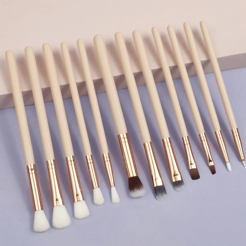 12 pcs Brushes Eye, Lip, Eyebrow, Rose Gold Eye Makeup Brushes Multi functional Full Set Makeup Brushes(E)
