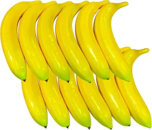 12Pcs Artificial Yellow Bananas Lifelike Simulation Fake Fruit Fake Banana for Home Kitchen Photography Props Party Fruit Bowl