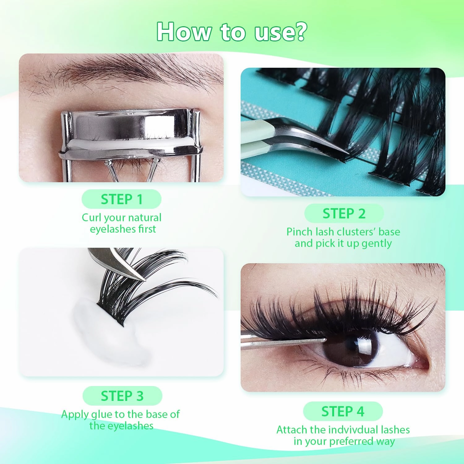 12rows-Large Tray Mixed 8-10-12-14-16mm/Mixed 14-15-16mm/Mixed14mm-16mm/Mixed 18-20mm Wide Stem Individual False Eyelashes Dramatic Black Cluster Eyelashes (Lashes Kit-8-10-12-14-16MM)