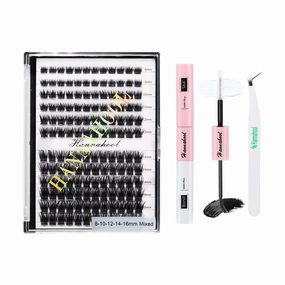 12rows-Large Tray Mixed 8-10-12-14-16mm/Mixed 14-15-16mm/Mixed14mm-16mm/Mixed 18-20mm Wide Stem Individual False Eyelashes Dramatic Black Cluster Eyelashes (Lashes Kit-8-10-12-14-16MM)