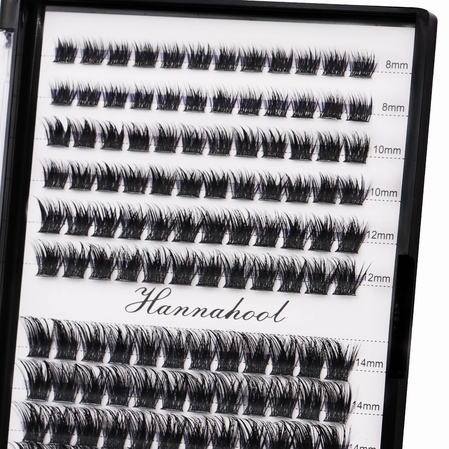 12rows-Large Tray Mixed 8-10-12-14-16mm/Mixed 14-15-16mm/Mixed14mm-16mm/Mixed 18-20mm Wide Stem Individual False Eyelashes Dramatic Black Cluster Eyelashes (Lashes Kit-8-10-12-14-16MM)