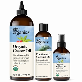16 Organic Castor Oil, 8 Fractionated Coconut Oil, and 4 Jojoba Oil