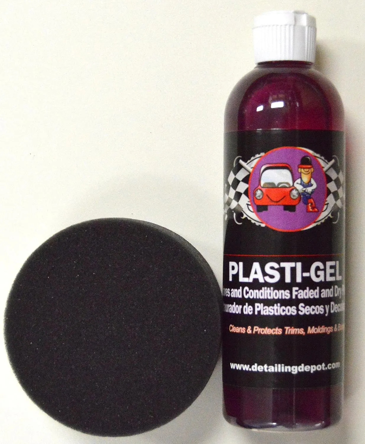 16oz Plasti-Gel w/Free Sponge Applicator, Like Back to Black, Plastic Conditioner, Trim Gel, Bumper