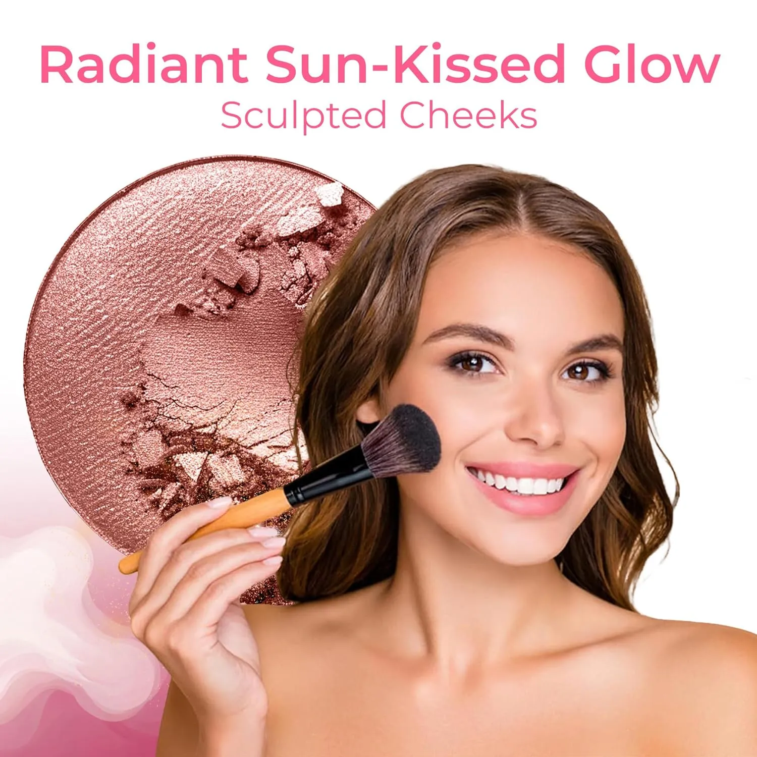 16pc STARTER KIT with 10 BRUSHES SET (LIGHT TAN) Mineral Makeup Bare Face Loose Powder Includes Matte Foundation, Veil Primer, Blush, Bronzer, Translucent Finishing Setting Powder SPF 30 Travel Size
