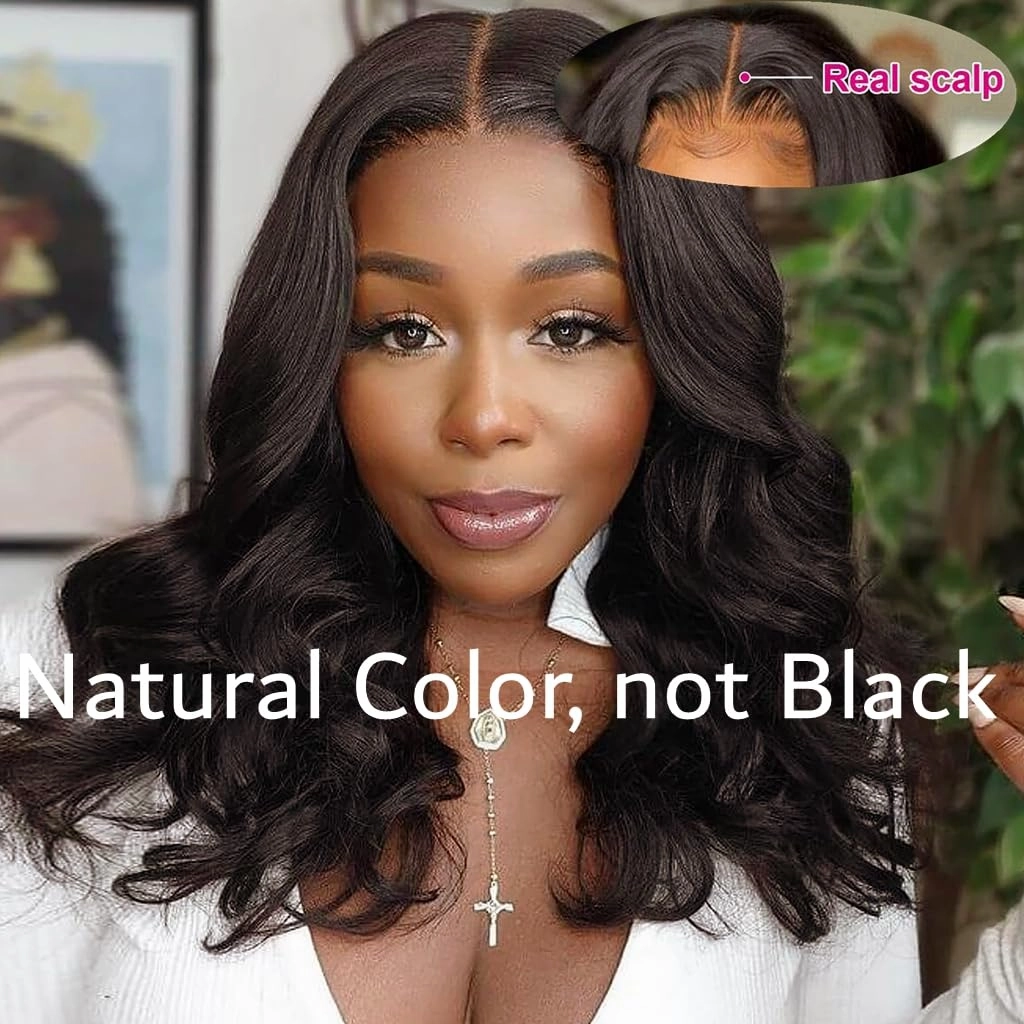 18 Inch Wavy V Part Wig Natural Black Soft As Human Hair Half Wigs For Black Women Full Head Clip In Hair Glueless Hair Replacement Synthetic Wigs 180% Density U Part Wig