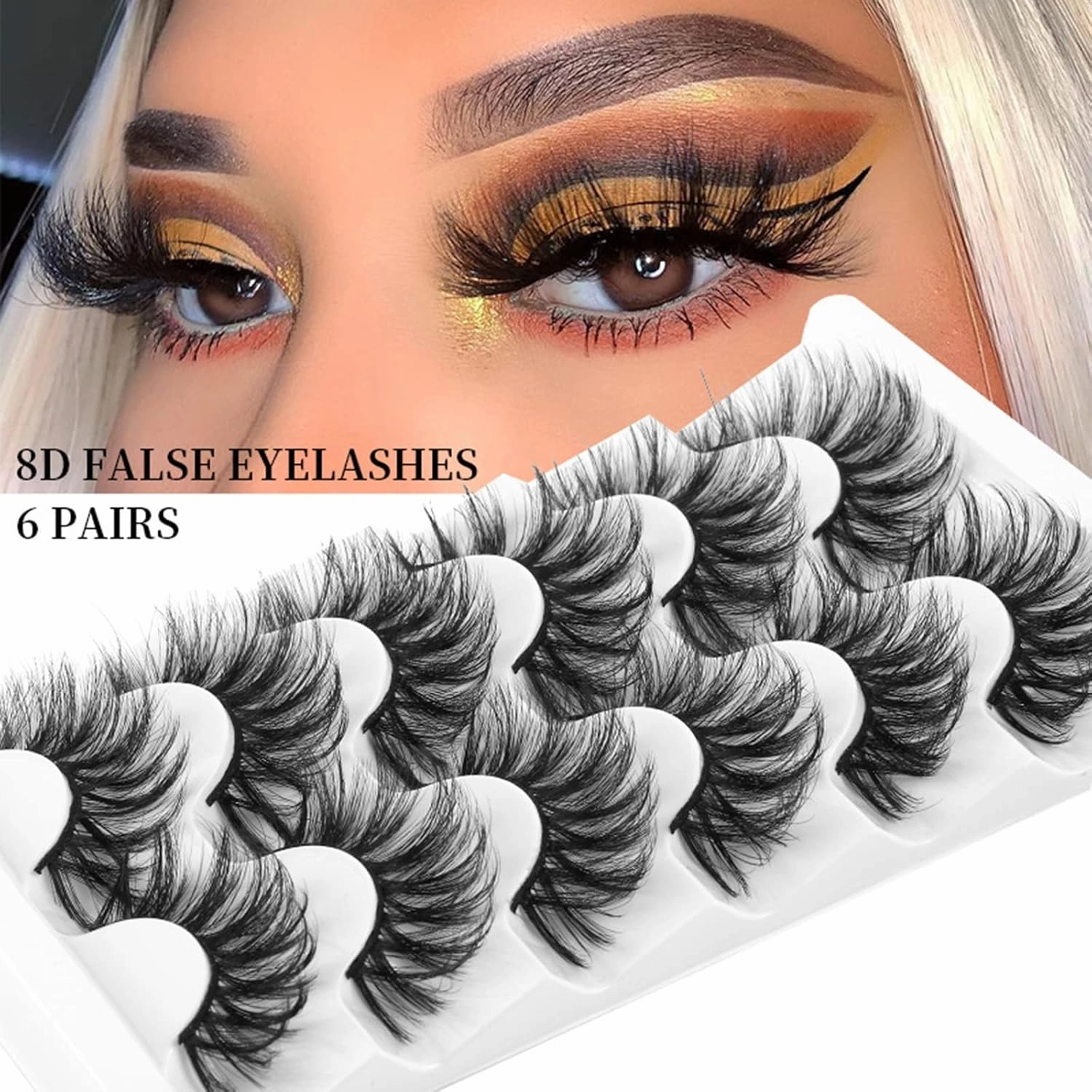 18 Pairs /36 False Eyelashes Russian Strip Lashes Cat-Eye Fluffy Faux Lashes 8D Wispy Lashes Pack Dramatic Long Thick Volume Eyelashes ,C23,3BOX