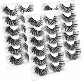 18 Pairs /36 False Eyelashes Russian Strip Lashes Cat-Eye Fluffy Faux Lashes 8D Wispy Lashes Pack Dramatic Long Thick Volume Eyelashes ,C23,3BOX