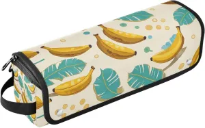 2 in 1 Hair Tools Organizer and Heat Resistant Mat Dustproof Travel Hair Straightener Bag for Flat Irons, Straighteners, Curling Irons,Fruit Banana Floral Leaf Yellow Cyan Travel Essentials