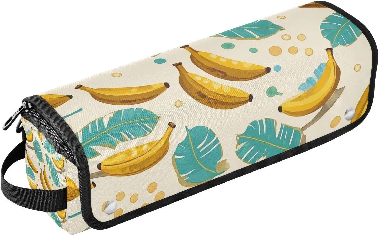 2 in 1 Hair Tools Organizer and Heat Resistant Mat Dustproof Travel Hair Straightener Bag for Flat Irons, Straighteners, Curling Irons,Fruit Banana Floral Leaf Yellow Cyan Travel Essentials