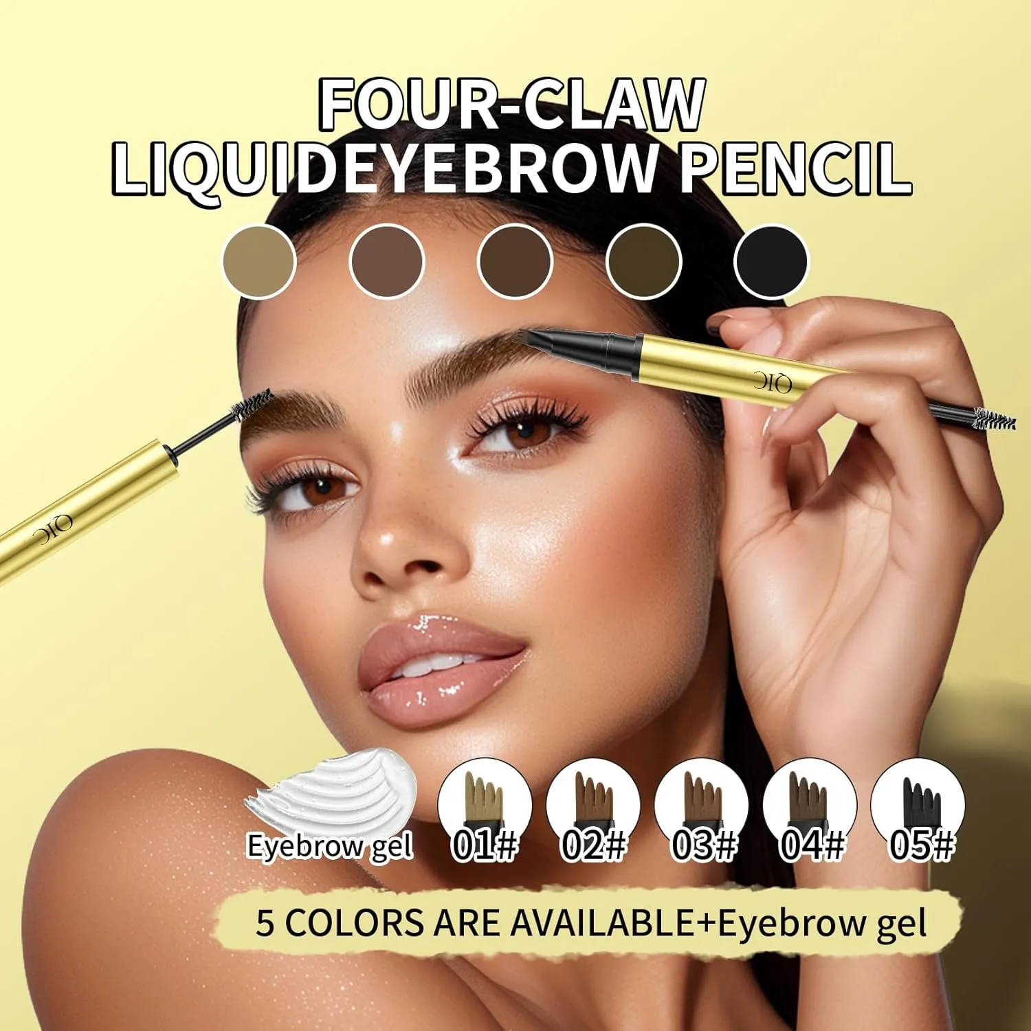2 in 1 Long-Lasting Eyebrow Pencil and Brow Up-Grade Gel, Light Brown and Brown Shades (1#Light Brown)