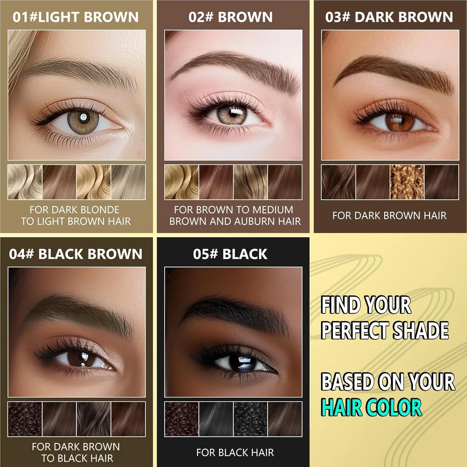 2 in 1 Long-Lasting Eyebrow Pencil and Brow Up-Grade Gel, Light Brown and Brown Shades (1#Light Brown)