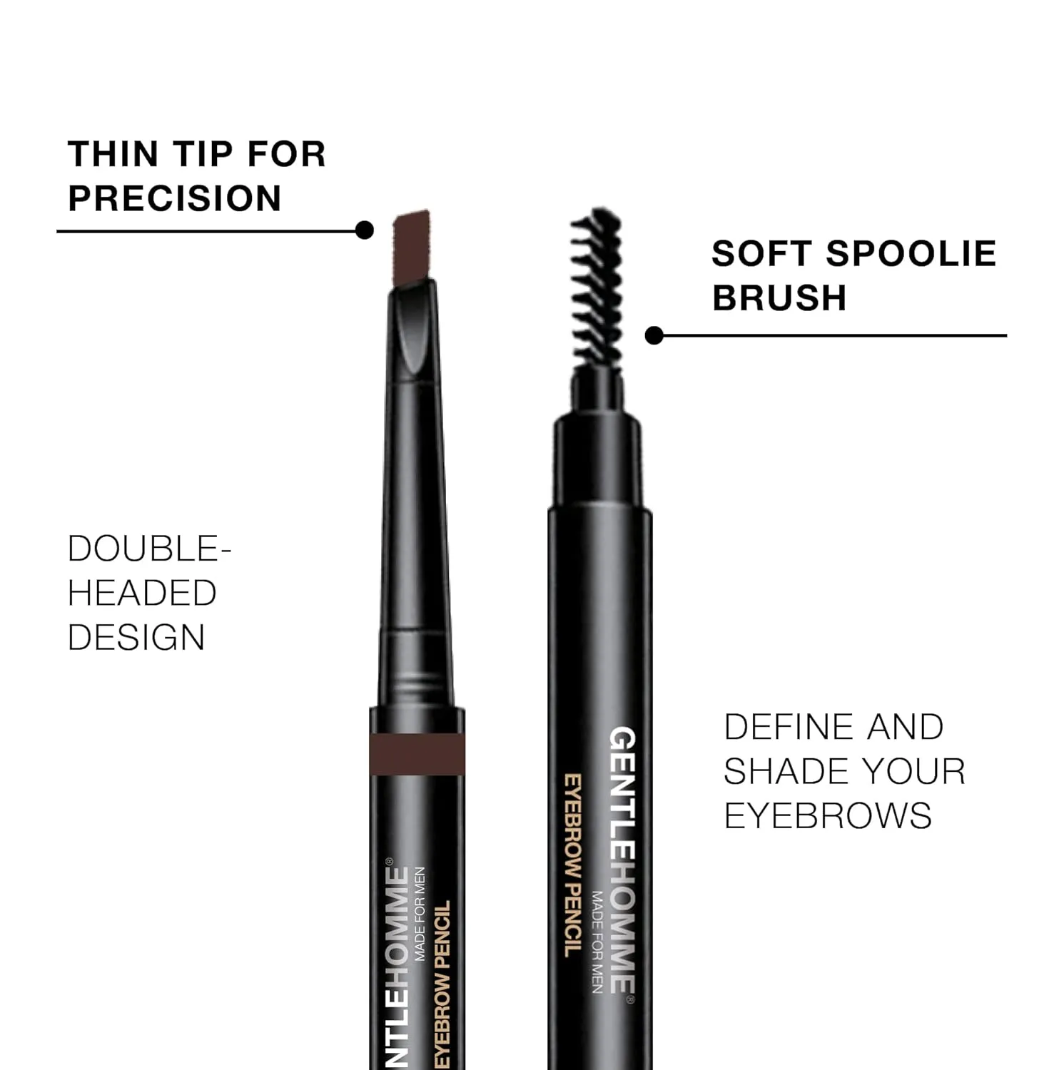 2 Pack Mens Eyebrow Pencil Dark Brown, Easily Shape Define Fill Eyebrows and Beard, 2 in 1 brush and ultra-thin pencil, Waterproof Smudge Proof Sweatproof, Durable and Long Lasting