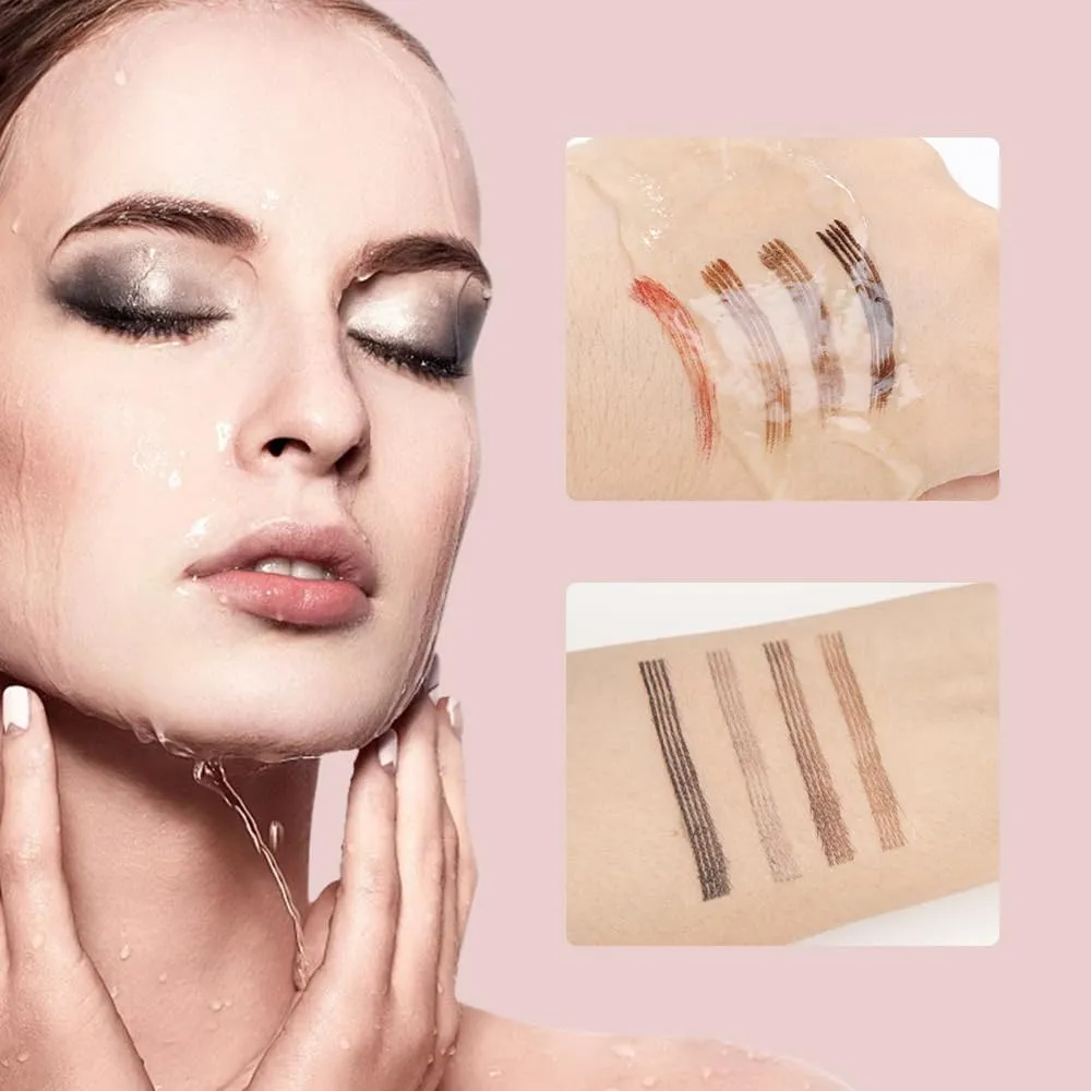 2 Pcs 3D Waterproof Magic Eyebrow Pencil, 2025 New Eyebrow Microblading Pen, Waterproof and Last All Day 4 Tip Brow Pencil with Precise Tip for Makeup Last All Day (Brown Black)