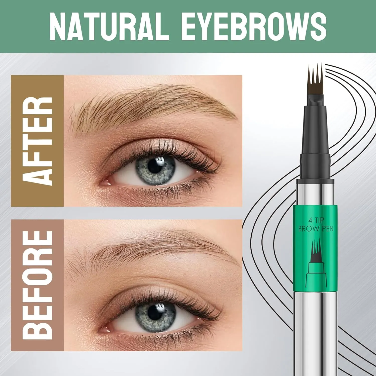 2 Pcs Microblading Eyebrow Pen Set with Eyebrow Brush, 3D Waterproof 4-Tip Precision Eyebrow Pencil, Long-Lasting Natural Fine Stroke Magic Eyebrow Pencil for Women Stay All Day (Dark Brown)