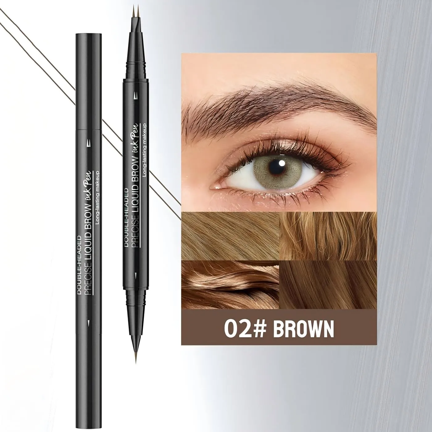 2 Pcs Microblading Eyebrow Pencil for Women, Waterproof Brow Pencil, with Eyebrow Brush, 2-in-1 Dual-Ended Eyebrow Pen for Natural Hair-Like Brows (Brown 2Pcs)