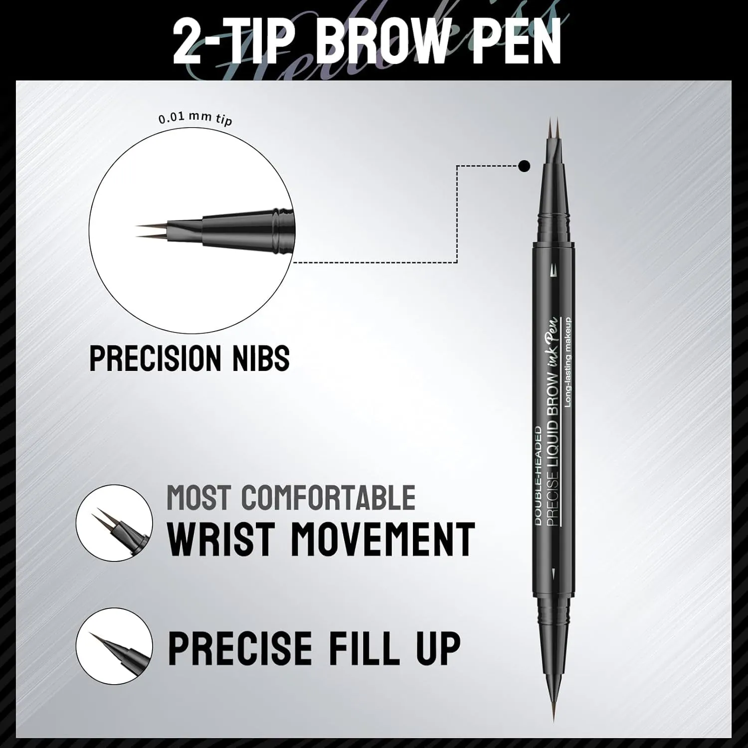 2 Pcs Microblading Eyebrow Pencil for Women, Waterproof Brow Pencil, with Eyebrow Brush, 2-in-1 Dual-Ended Eyebrow Pen for Natural Hair-Like Brows (Brown 2Pcs)