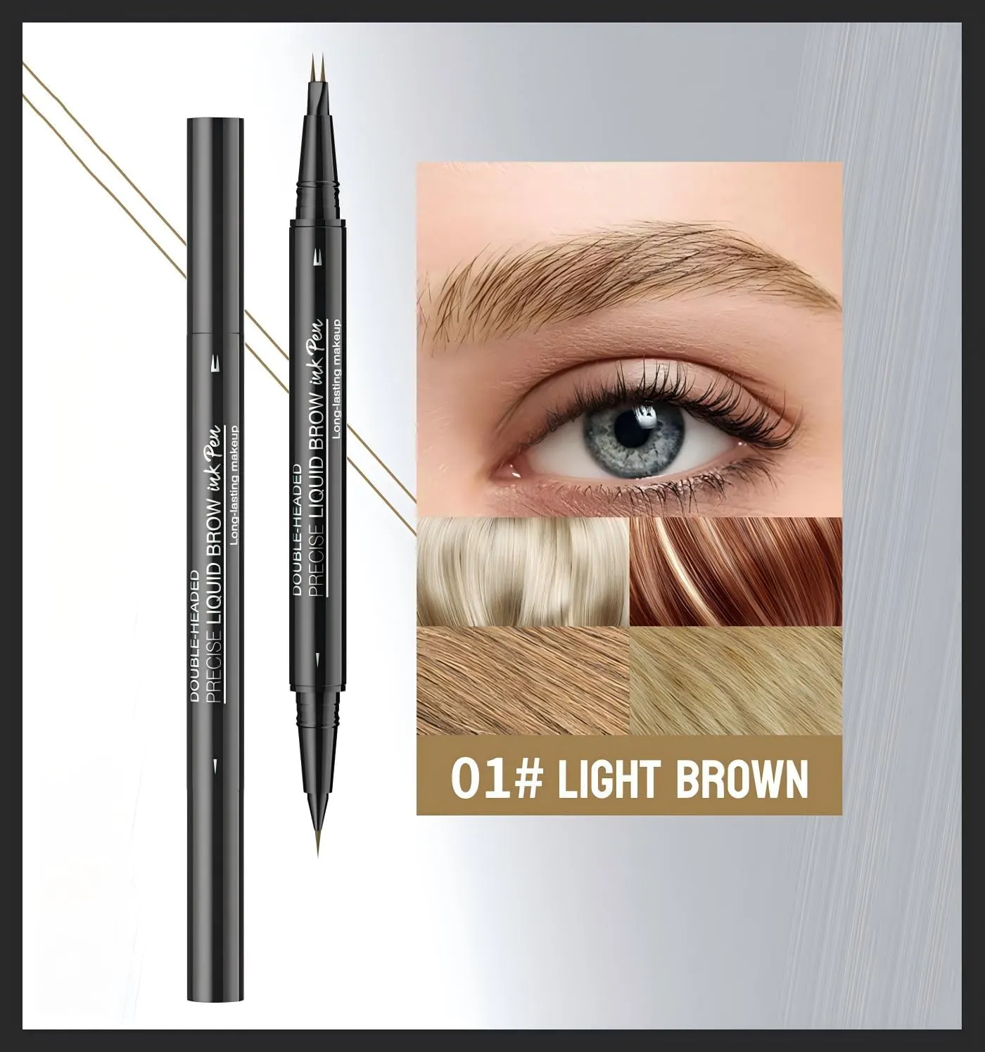 2 Pcs Microblading Eyebrow Pencil for Women, Waterproof Brow Pencil, with Eyebrow Brush, 2-in-1 Dual-Ended Eyebrow Pen for Natural Hair-Like Brows (Light Brown 2Pcs)