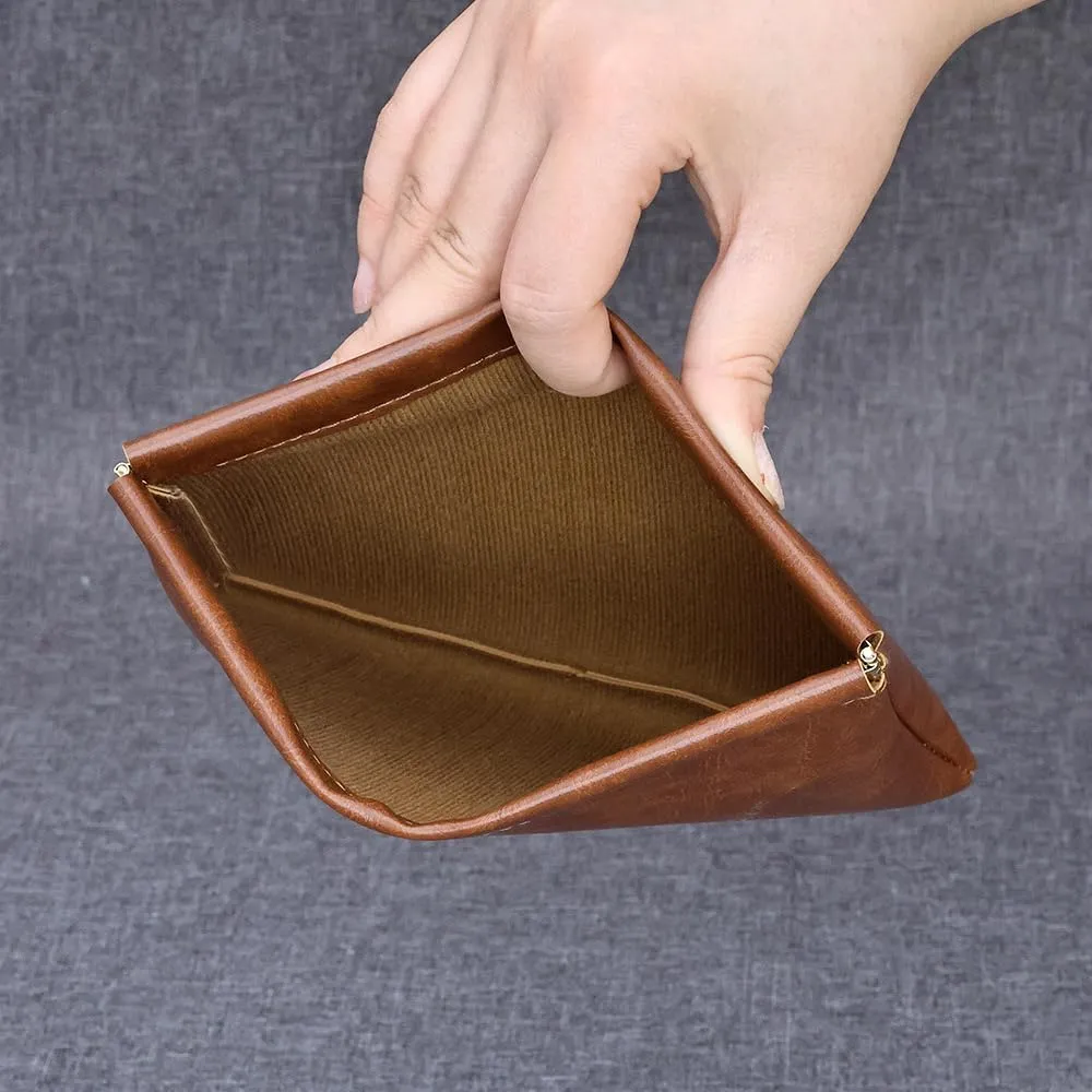 2 PCS Small Makeup Bag for Purse,Premium Leather Small Makeup Pouch Purse,Mini Cosmetic Bag for Travel,Portable Travel Pouch with Quick Access Design,Neutral,elegant and stylish(Mocha Brown)