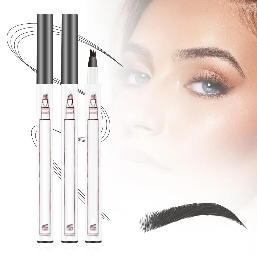 2 PCS Waterproof Brow Pencil with Micro-Fork Tip,3D Magic Eyebrow Pencil 4-Head Split Waterproof Long-lasting,Fine Stroke Eyebrow Pen Makeup Eyebrow Pencils Stay on All Day (Light Brown)