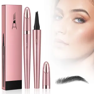 2024 New Eyebrow Pen Waterproof, Microblading Eyebrow Pencil, 4-Tipped Precise Brow Pen, Natural Eyebrow Makeup Eye Brow Pencil Fine Stroke Microblading Eyebrow Pencil Stay on All Day (Black)