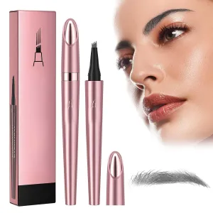 2024 New Magic Eyebrow Pencil, 3D Waterproof Microblading Eyebrow Pencil Contouring Pen, Long-Lasting Natural Fine Stroke Eyebrow Pencil with 4 Micro-Fork Tip for women Makeup (2, Gray)