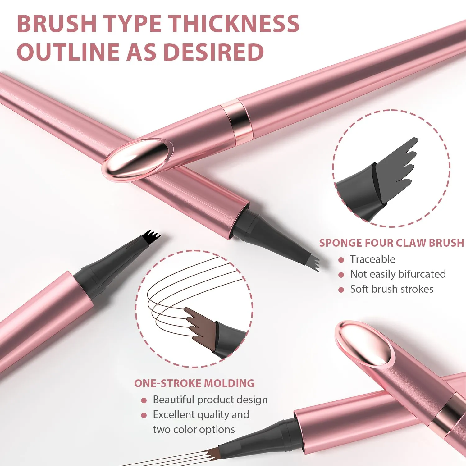 2024 New Magic Eyebrow Pencil, 3D Waterproof Microblading Eyebrow Pencil Contouring Pen, Long-Lasting Natural Fine Stroke Eyebrow Pencil with 4 Micro-Fork Tip for women Makeup (2, Gray)