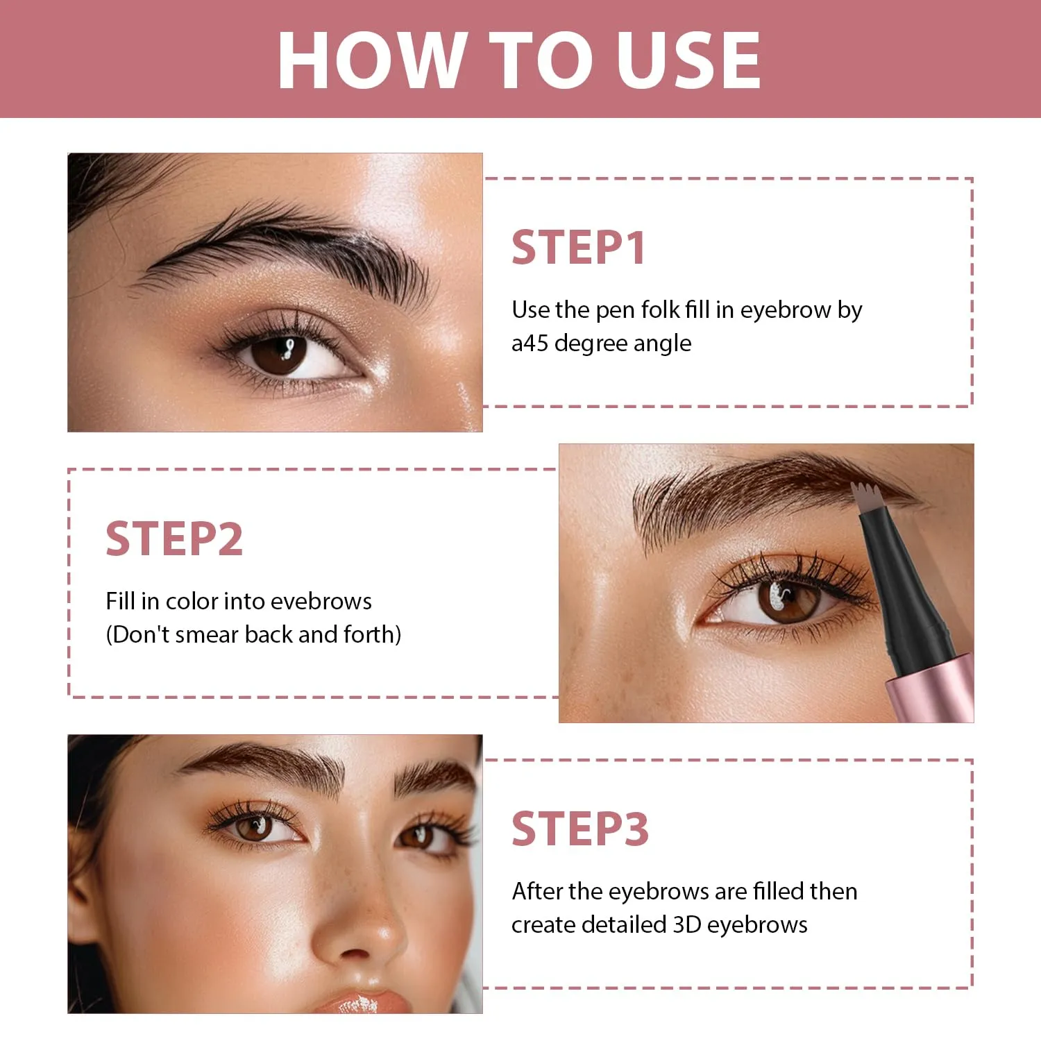 2024 New Magic Eyebrow Pencil, 3D Waterproof Microblading Eyebrow Pencil Contouring Pen, Long-Lasting Natural Fine Stroke Eyebrow Pencil with 4 Micro-Fork Tip for women Makeup (2, Gray)